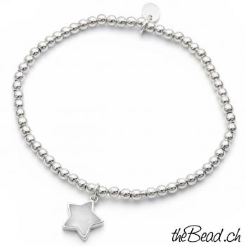 Weisser Mondstein STERN Silberkugel Armband
