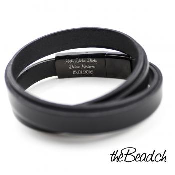 schwarzer verschluss gravur armband