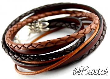 Herren Wickelarmband  Lederarmband in tollen farben braun schwarz the Bead