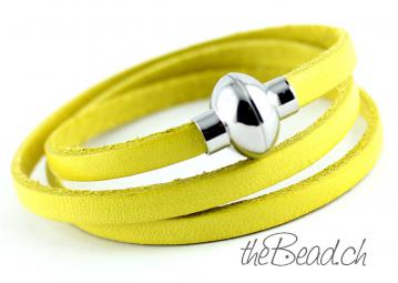 Wrap leather bracelet SUN with magnetic clasp