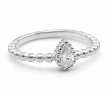 Silber Damen Fingerring CUTE mit ZIRKONIA Tropfen