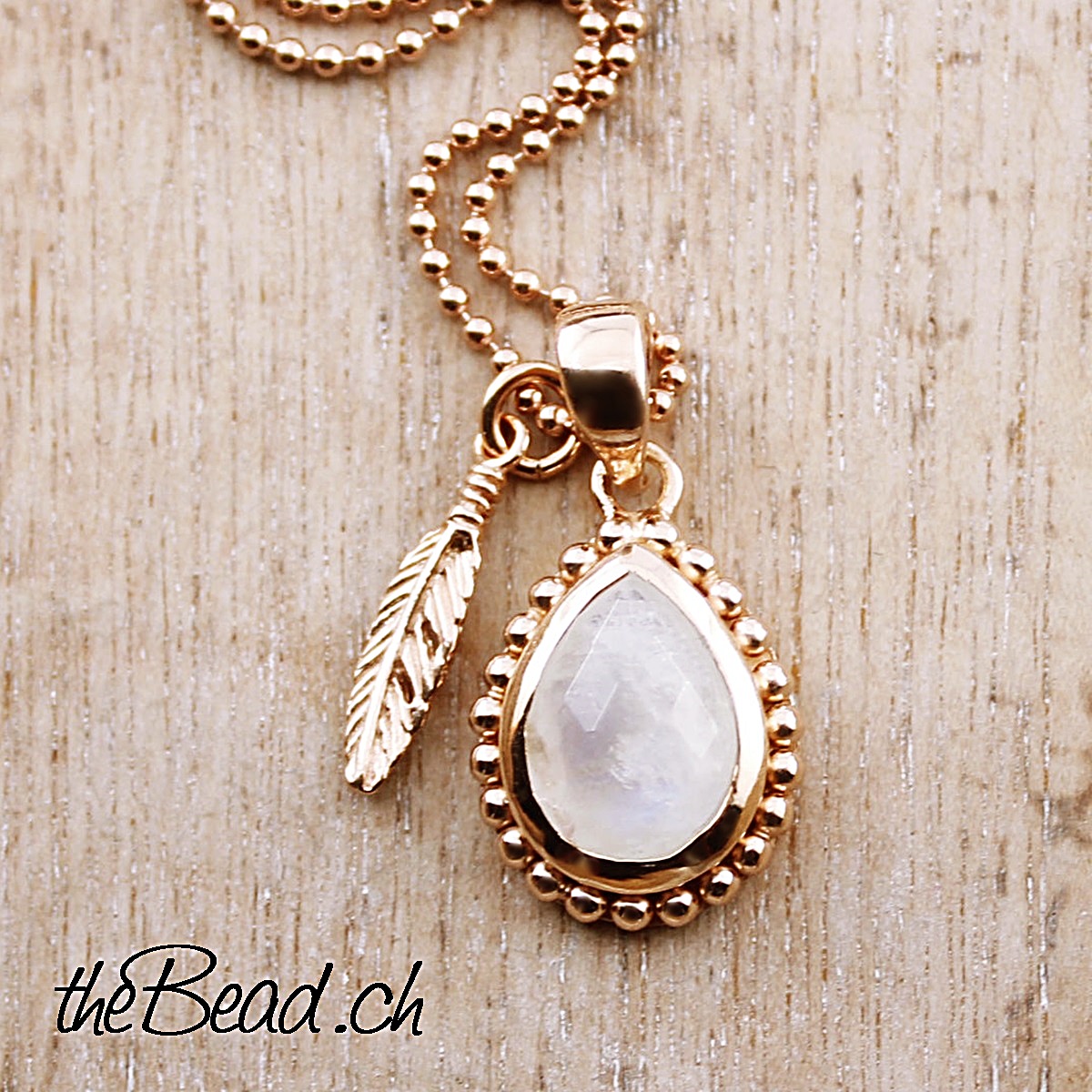 Moonstone rose gold necklace on sale