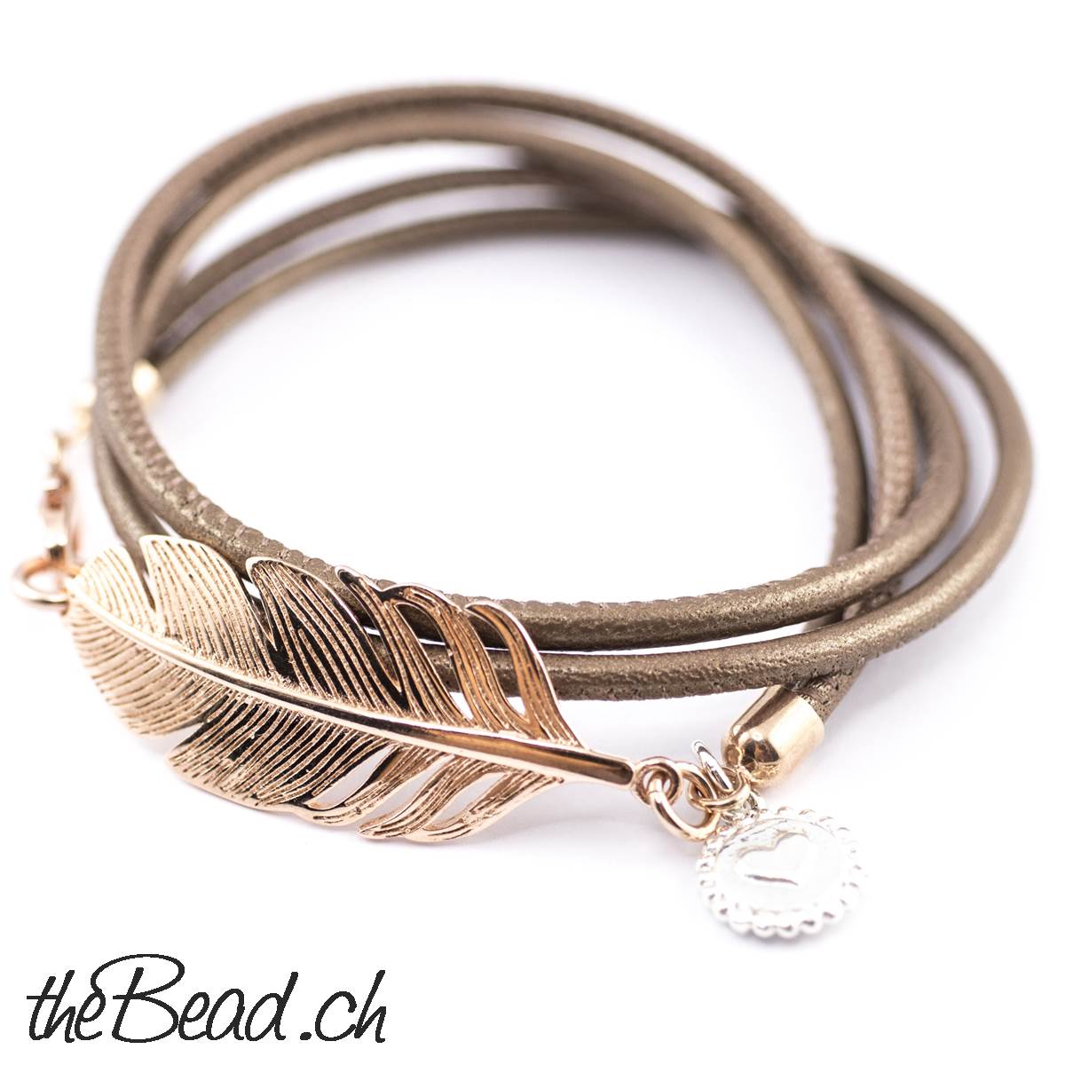 lederarmbänder mit Rosegold Feder ♥ Schmuck online kaufen