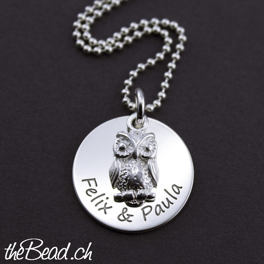 Silberkette EULE mit Gravur - Anhänger aus 925 Sterling Silber * Schmuck  online kaufen