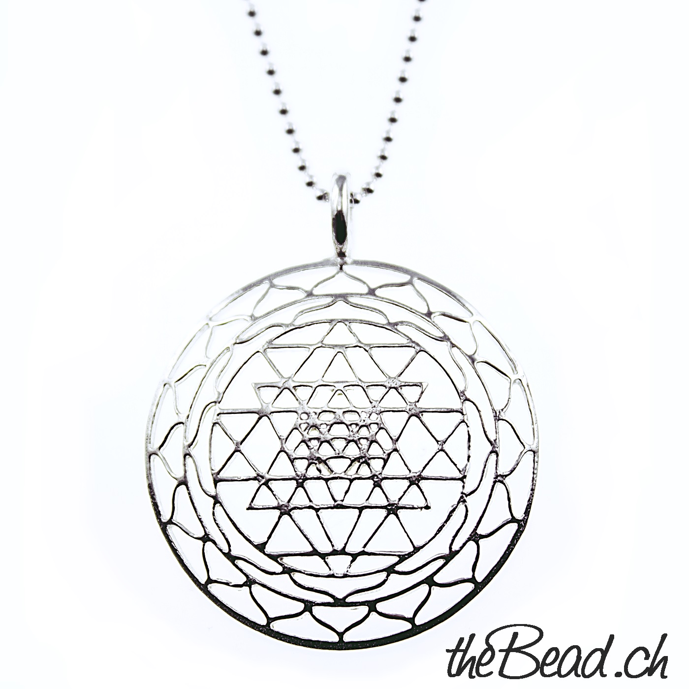 Large Round Cut-Out Sri Yantra Pendant Necklace