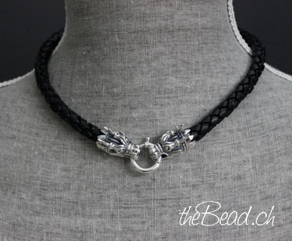 dragon braided leather necklace