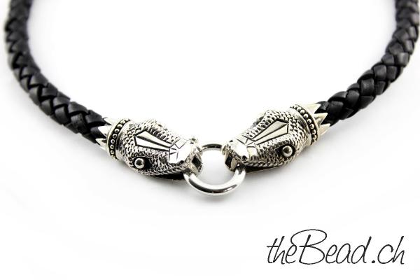 925 Sterling Silver leather necklace