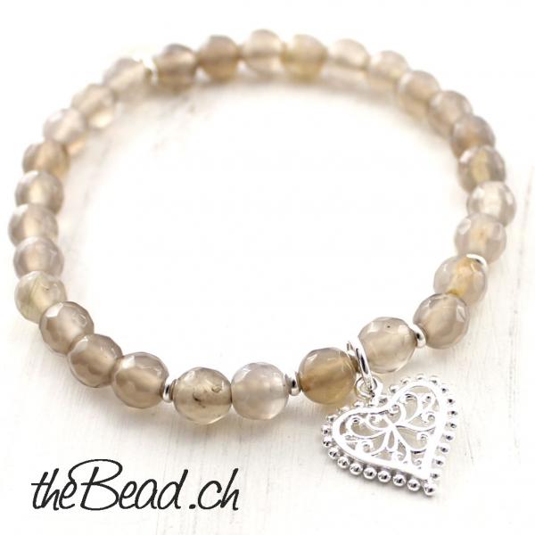 925 sterling silver women beads bracelet agate