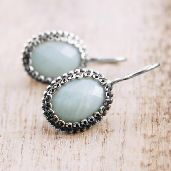 Amazonit türkis grüne  Ohrringe mit 925 Silber bei the bead schmuck onlineshop kaufen und bestellen
