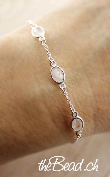 fine silver bracelet with moonstones