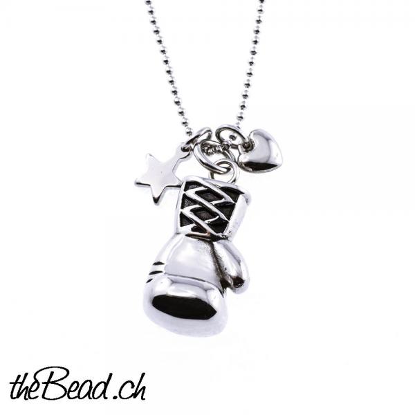 boxing glove stainless steel necklace