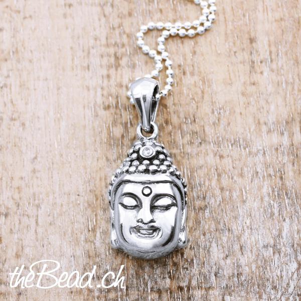 buddha Anhänger mit 925 Sterling Silber mit Kugelkette Sterling