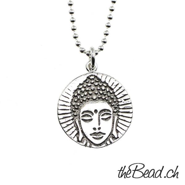 buddha Anhänger mit 925 Sterling Silber mit Kugelkette Sterling