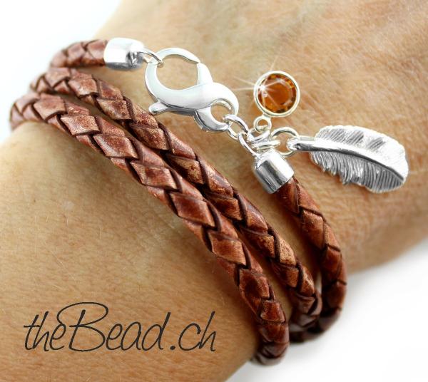 Modulperlen Armband aus Leder und Glas theBead
