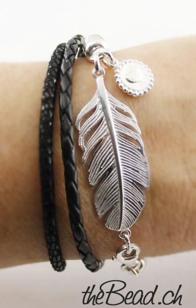 Wickelarmband aus Nappaleder in Türkis und Gold theBead