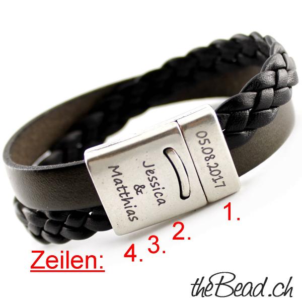 Leather Bracelet with clasp engraving