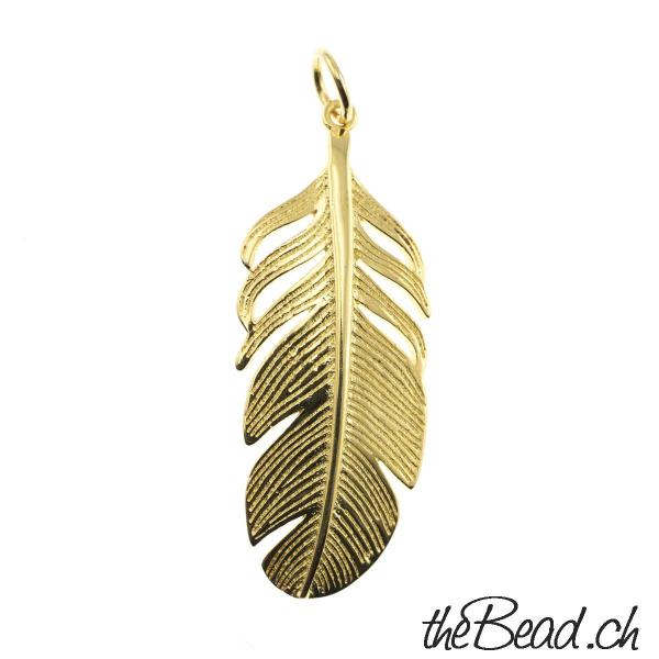 silver feather 925 gold plated