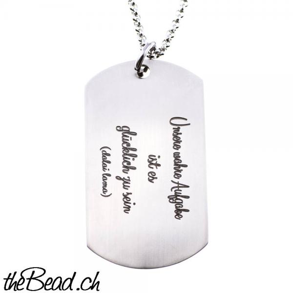 Herren Edelstahl Gravur Anhänger mit Halskette für Männer tolle Geschenkidee von theBead
