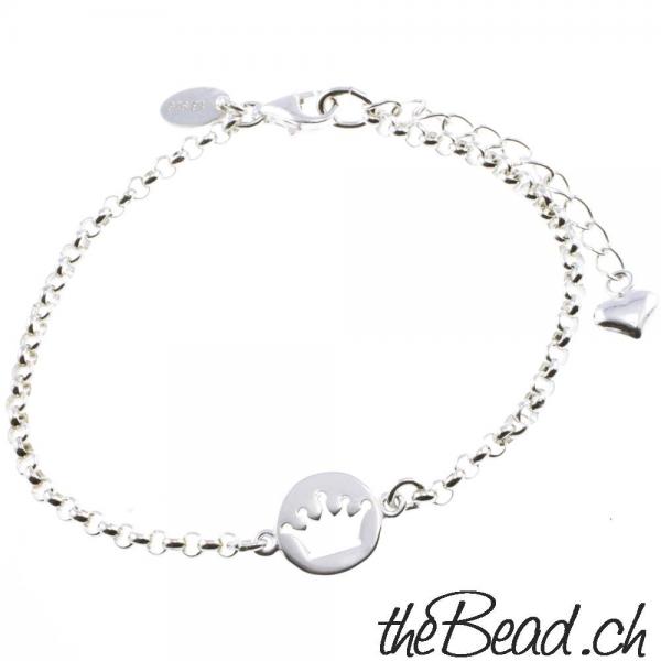 KRÖNCHEN krone silber armbänder damenarmbänder silberschmuck armbänder one size 925 massiv sterling silber armband und armbänder aus ringen aus 925 sterling silberschmuck von thebead erbsketten