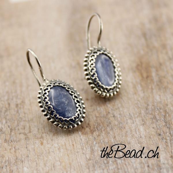 kyanit blaue Ohrringe mit 925 Silber bei the bead schmuck onlineshop kaufen und bestellen