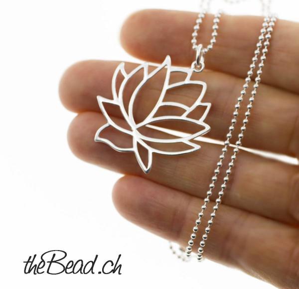 silberketten Anhänger in Form einer Lotus Blüte 925 Silber shop thebead schmuck