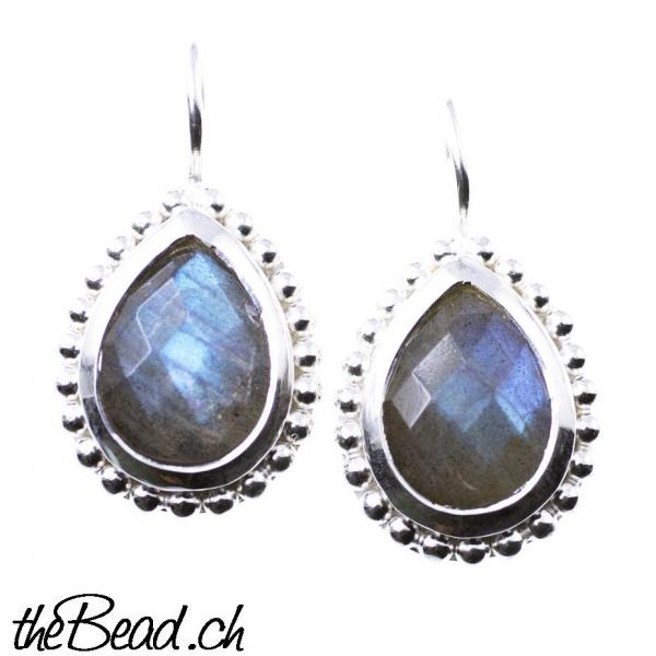 moon stone and labradorite earrings 925 sterling silver