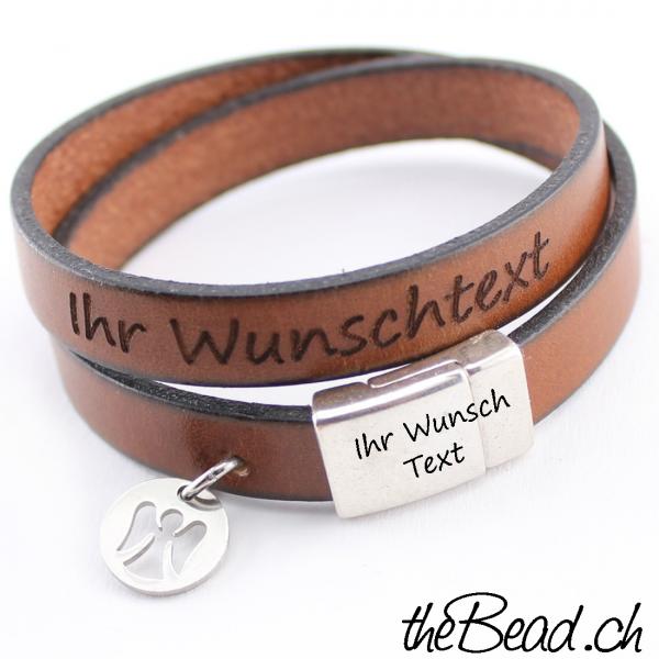 leather bracelet with pendant and message