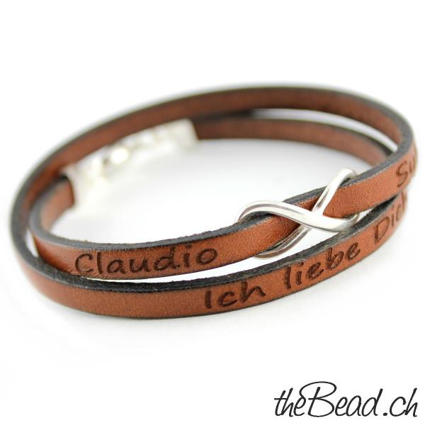 leather bracelet with your personal engraving