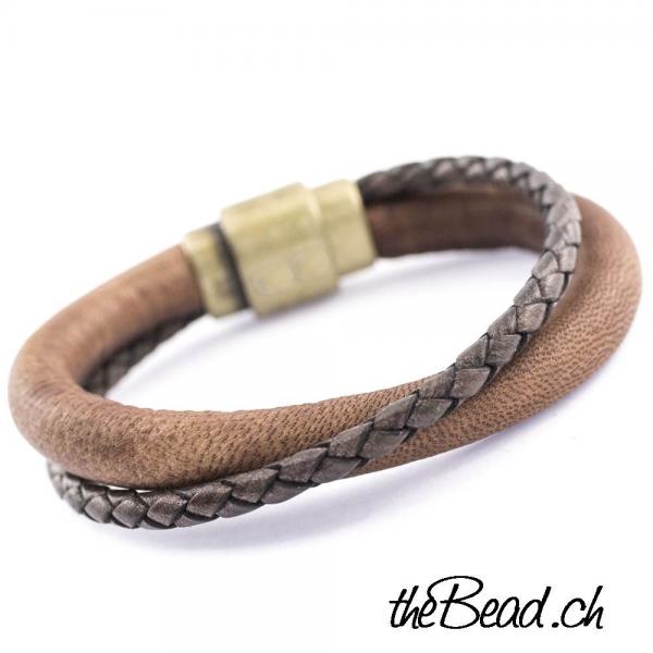 leather bracelet in light brown thebead