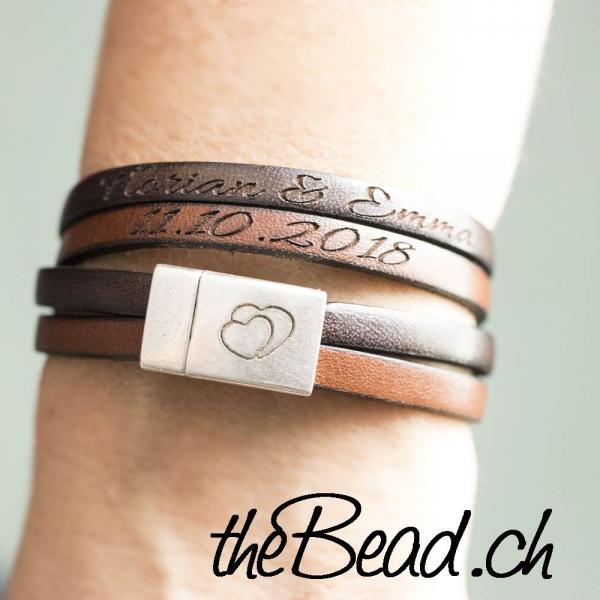 Energie Geschenkidee lederarmband mit Herzchen und persönliche Geschenk Idee für Valentinstag und Muttertag von thebead