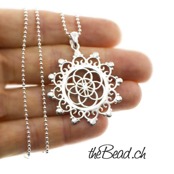 925 Sterling silver MANDALA necklace made of labradorite and 925