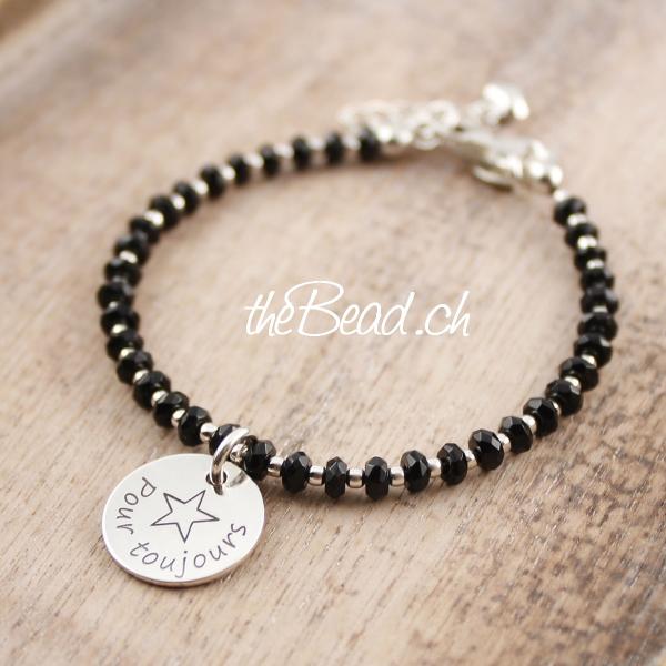 onyx facettiert silberperlen armband von thebead