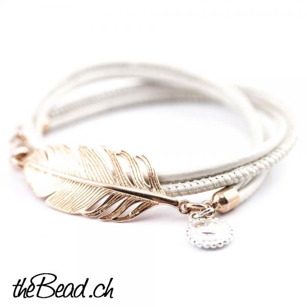 heart silver pendant leather bracelet