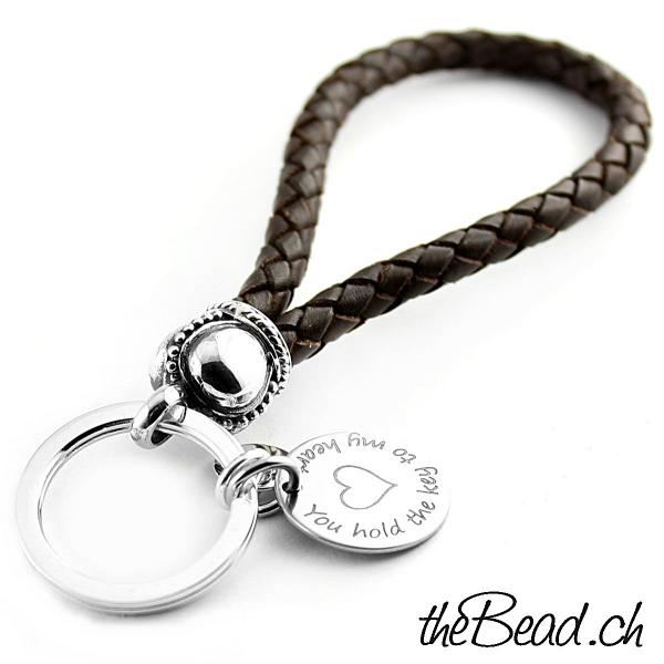 Schluesselanhaenger aus 925 Sterling mit Krone oder Krönchen aus Silber  und Gravur Anhänger