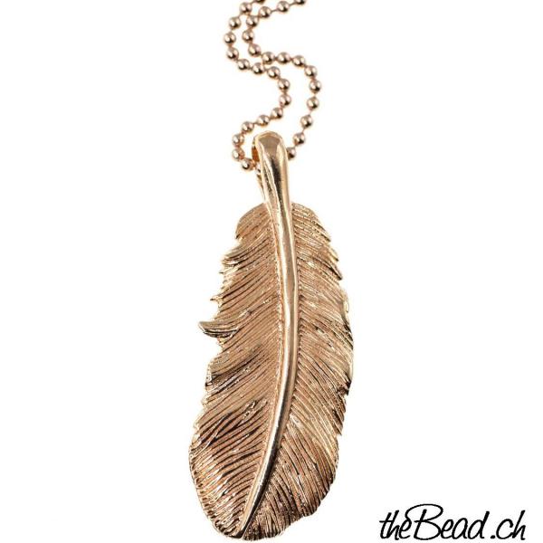 silver feather pendant rosevergoldet