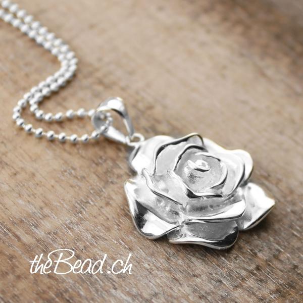 rose necklace silver