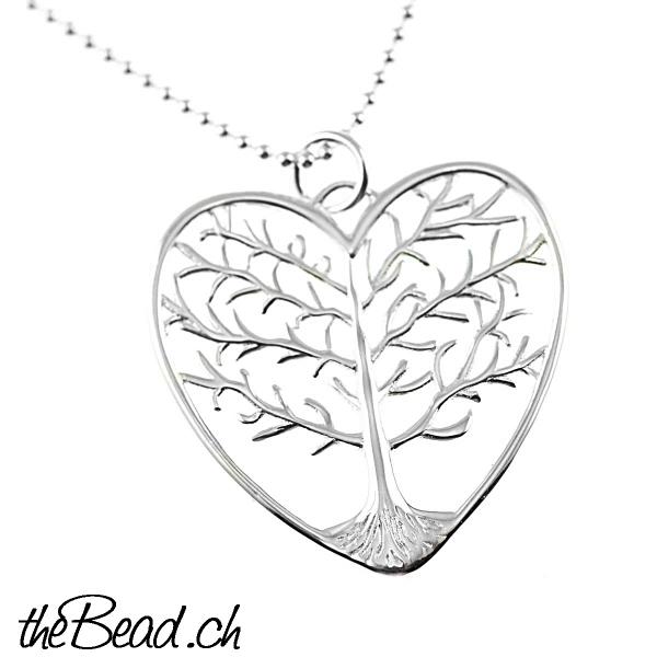 heart tree of life necklace aus 925 Silber