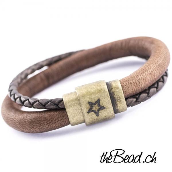 lederarmband mit bronze magnetverschluss