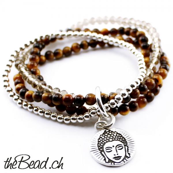 buddha silber perlenarmband mit 925 sterling silber