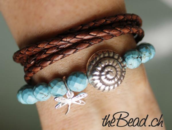 Perlen Armband mit Leder im vintage Style theBead