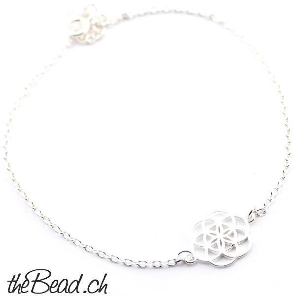 Venus blume fusskettchen aus 925 sterling silber federn und silberfeder