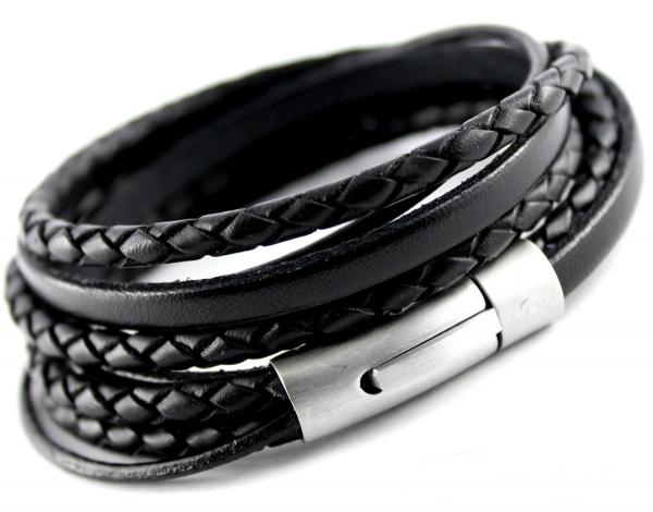 black braided leather bracelet for men