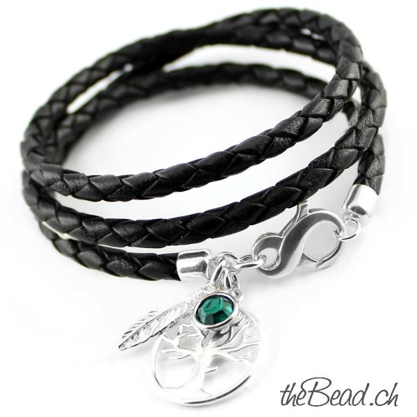 Feder Anhaenger Lederarmband von thebead