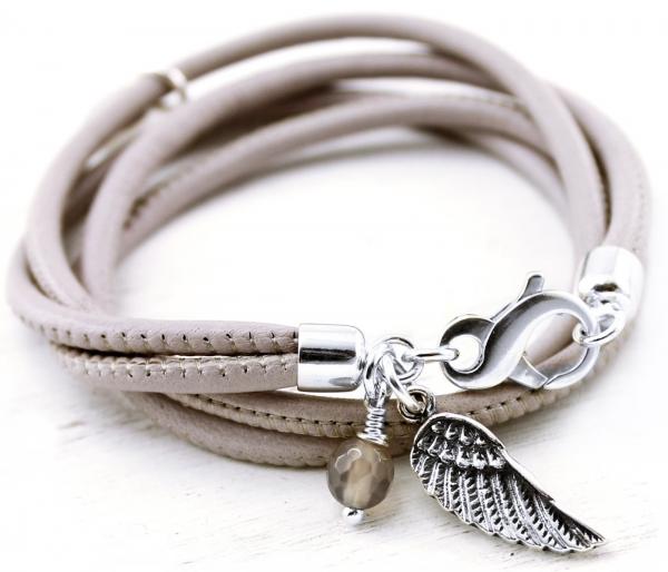 achat agate and wing leather bracelet for women with feather theBead