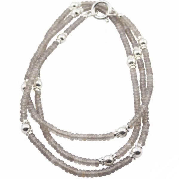 achat facettiert mit 925 Silber Perlen Kette