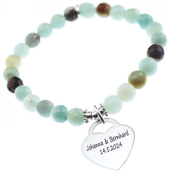 herz perlen amazonit armband