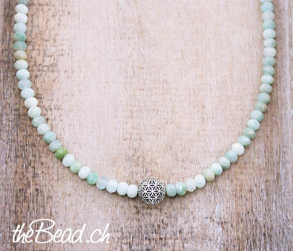 necklace with amazonite and silver