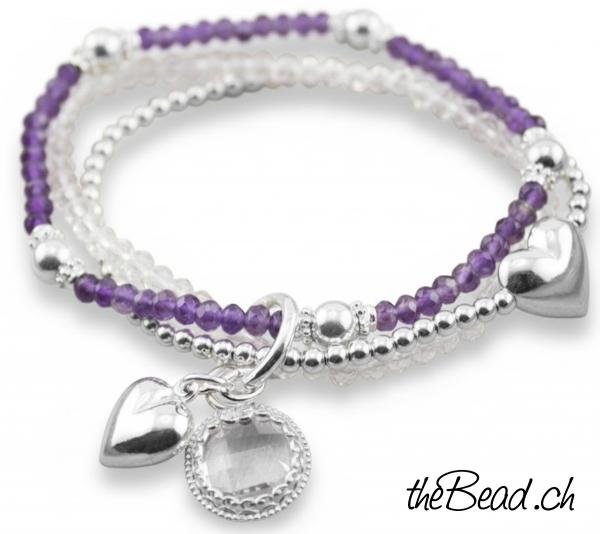 Amethyst Bergkristall Silberarmband  armband damenarmband