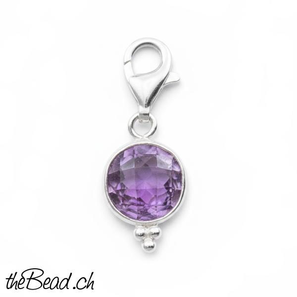 amethyst silber charm anhaenger