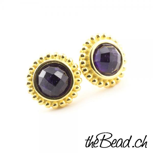 gold vergoldete echtsilber ohrringe mit  amethyst